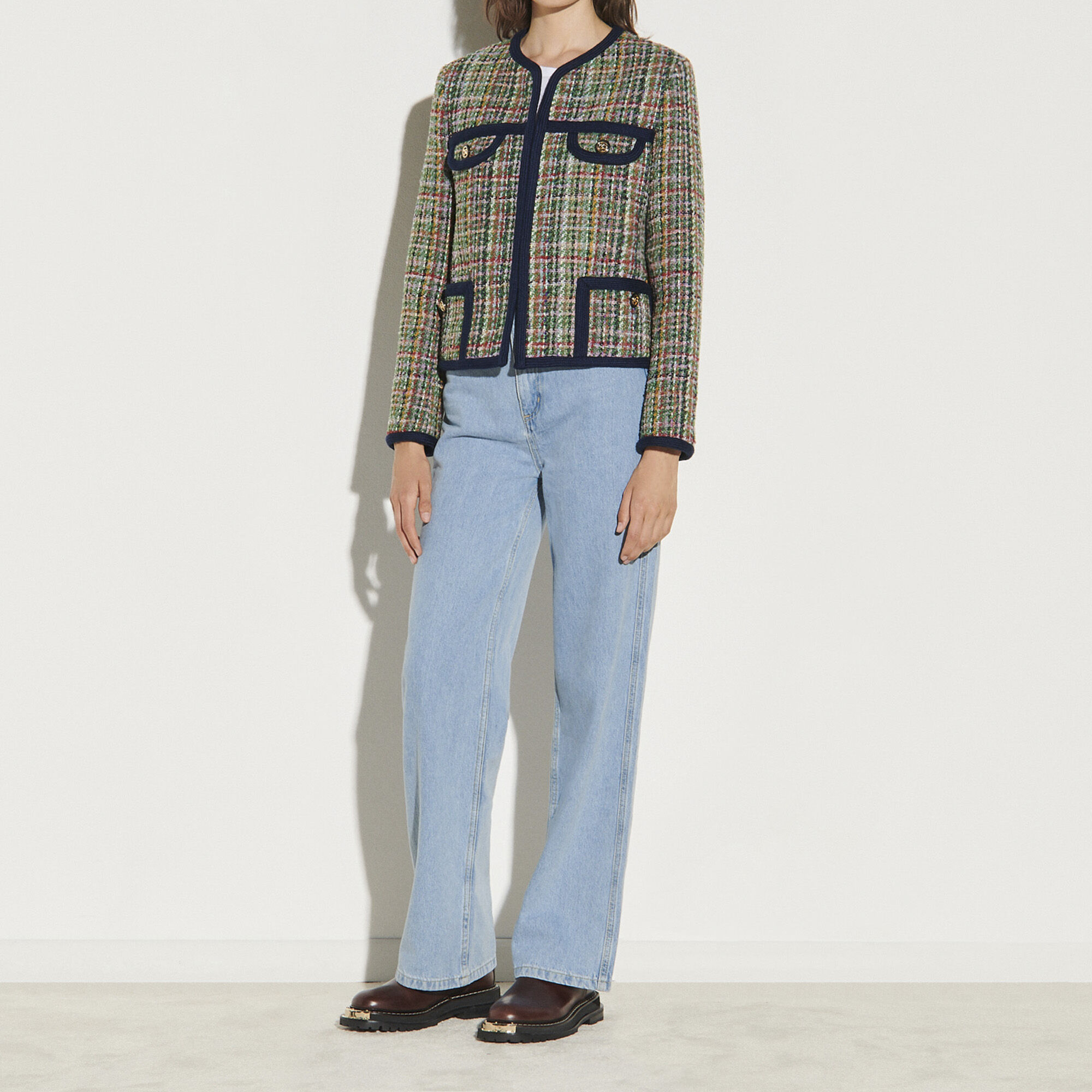 multi coloured tweed jacket