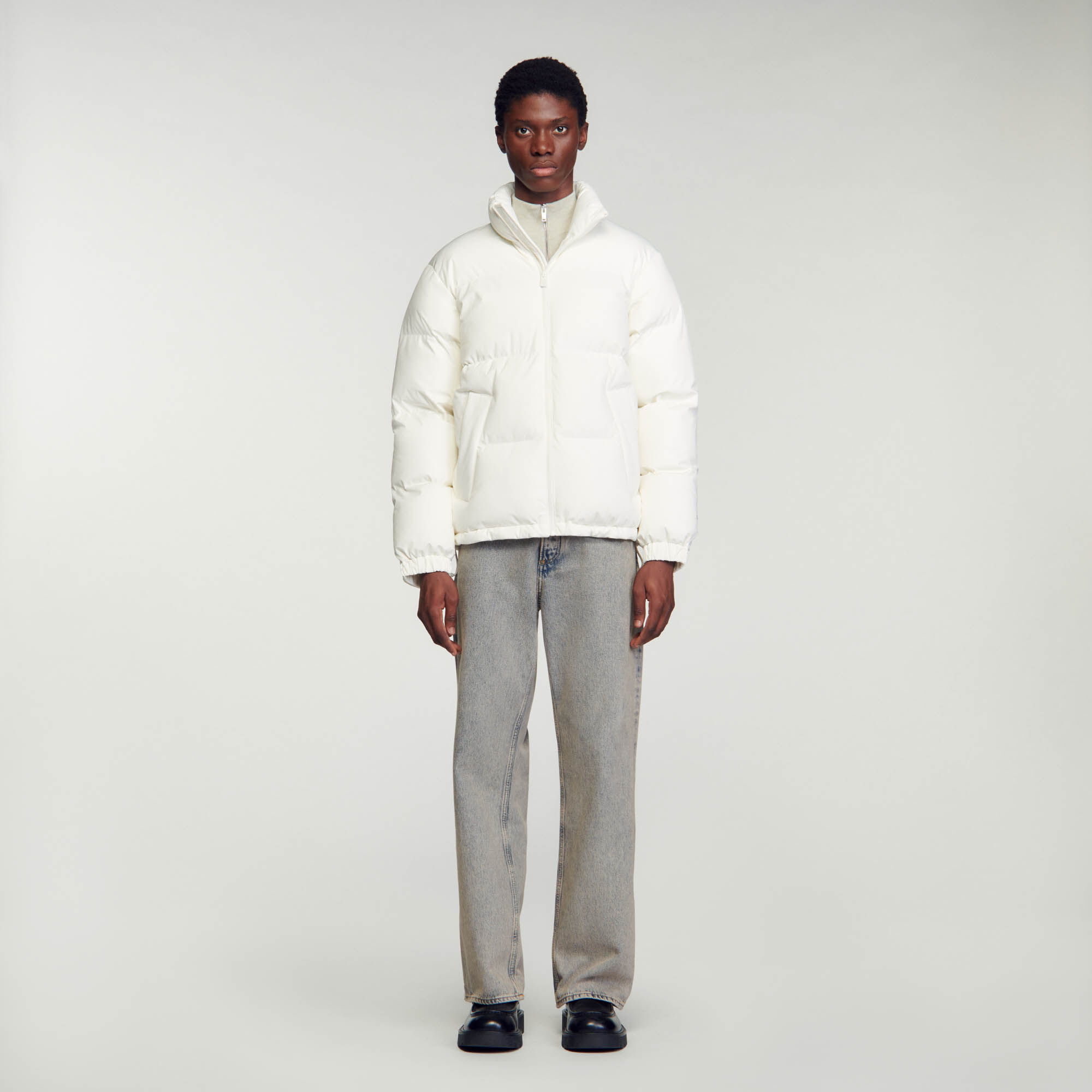 White oversized online puffer coat