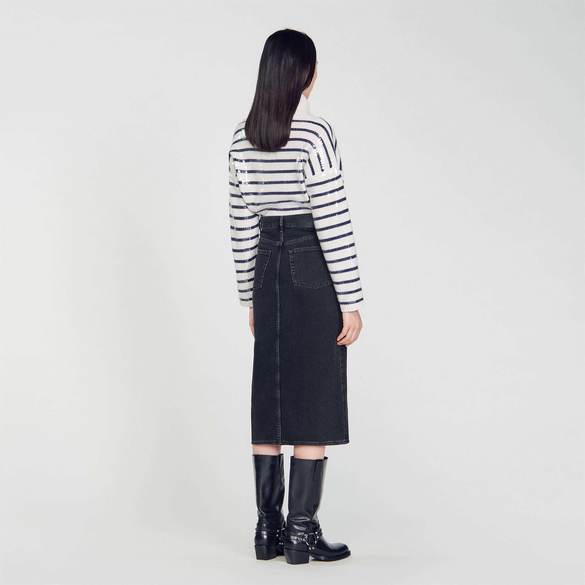 Sandro green cheap leather skirt