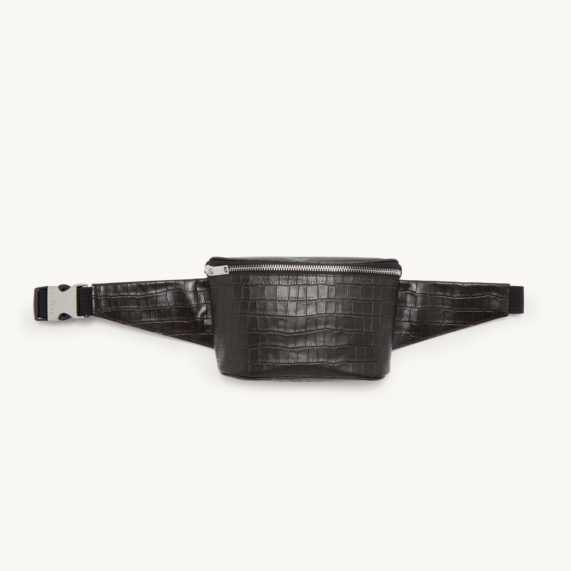 Crocodile embossed leather belt bag