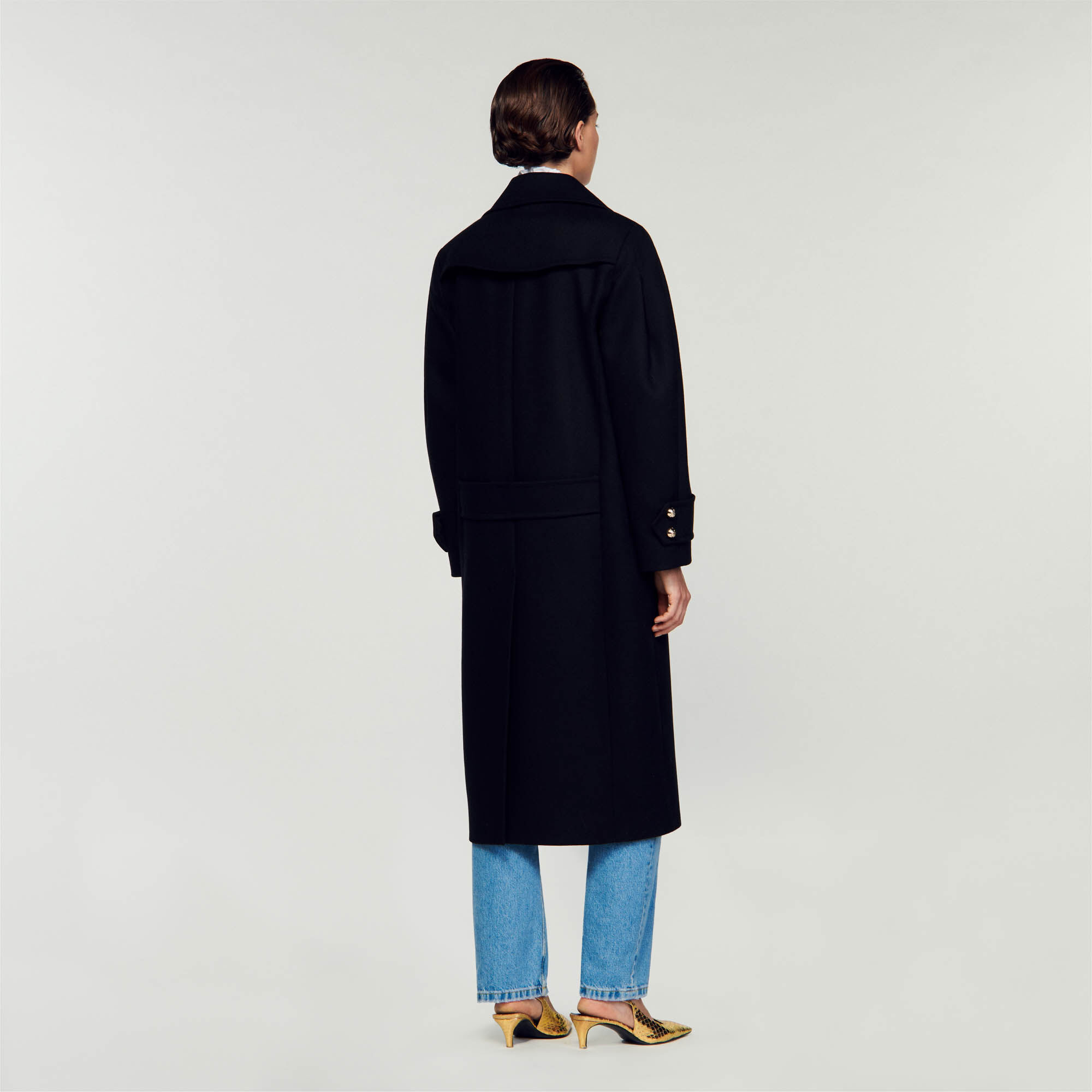 Sandro wool coat deals with fancy cuffs