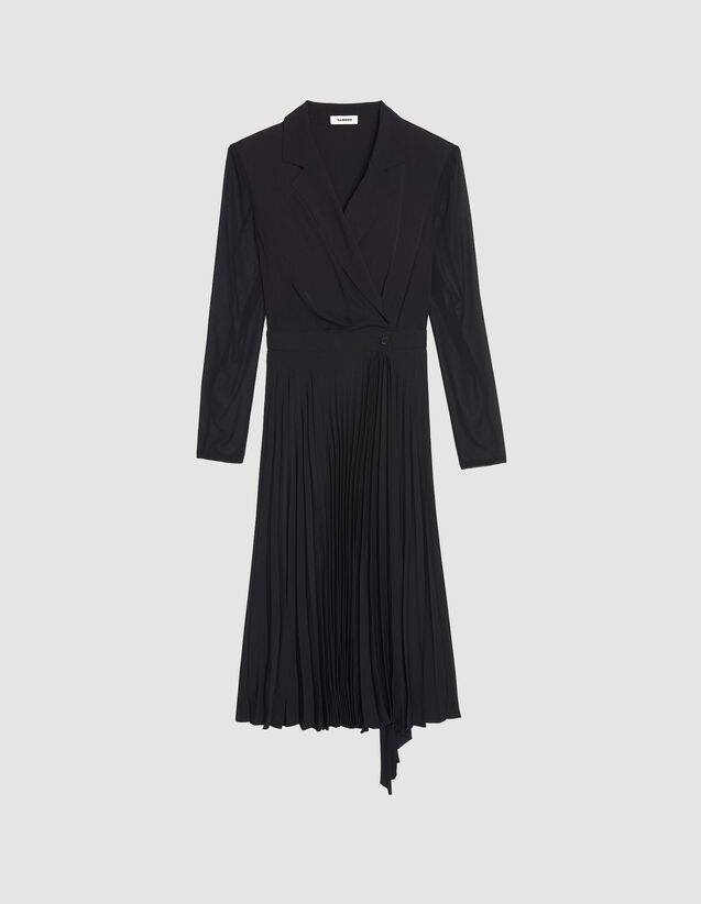 Sandro Dual-material long-sleeved dress Login to add to Wish list. 1
