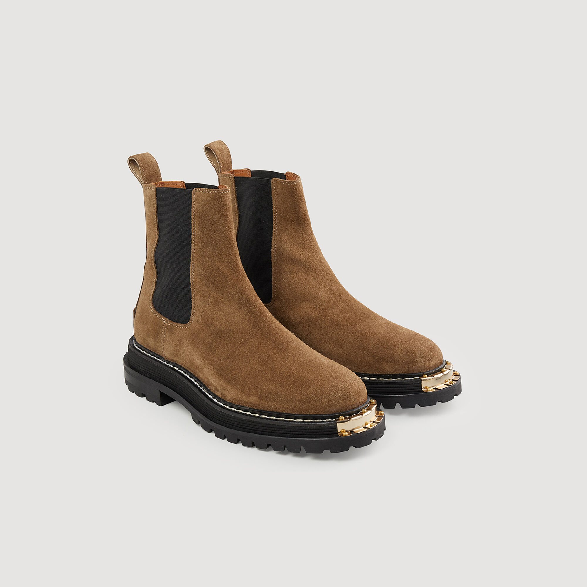 Noha Elasticated leather Chelsea ankle boots Boots Sandro Paris