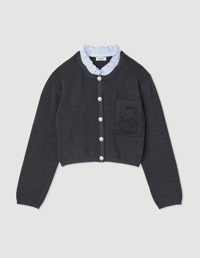 Sandro Knit cardigan with embroidered pocket Login to add to Wish list. 2