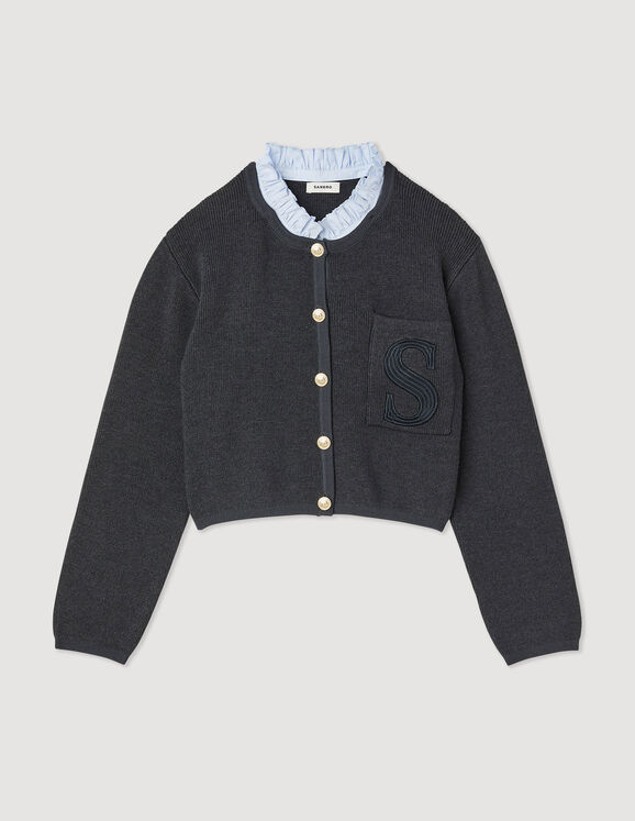 Sandro Knit cardigan with embroidered pocket