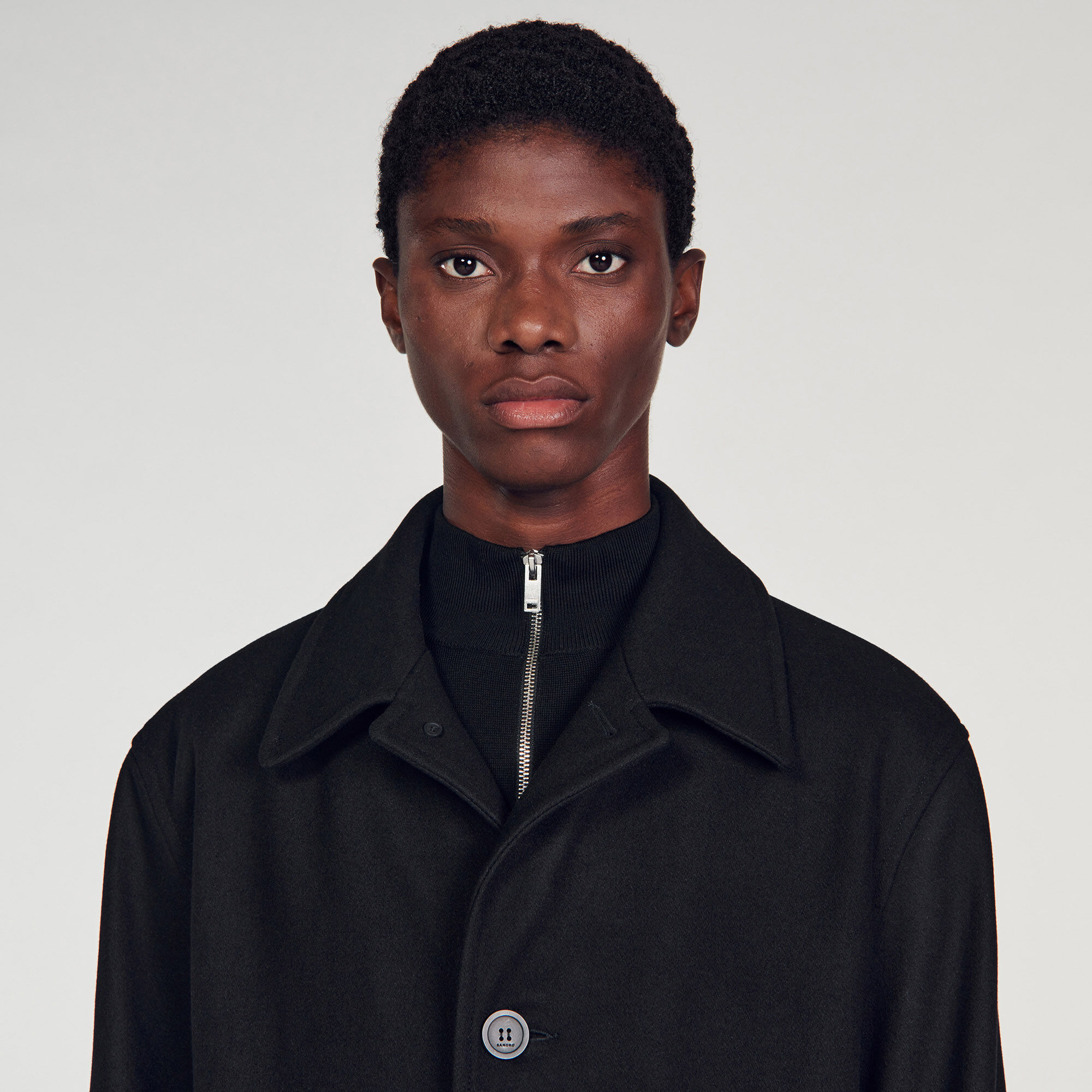 Wool Black Wool and cashmere coat - Coats | Sandro Paris