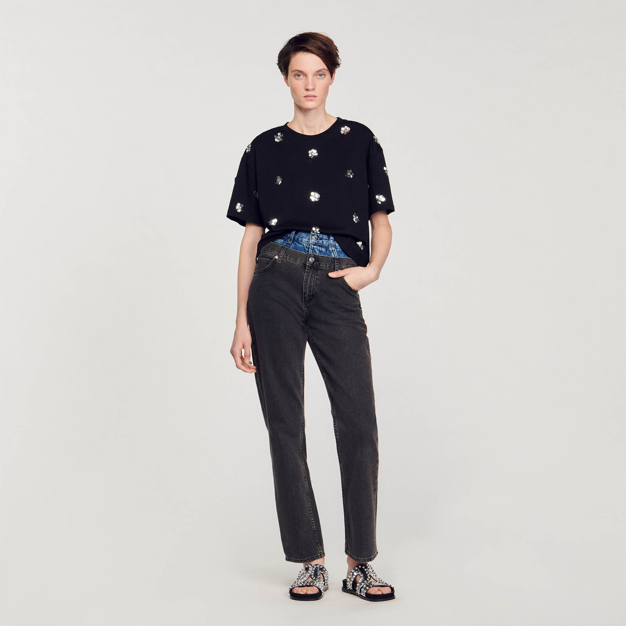Zara sequin cheap t shirt