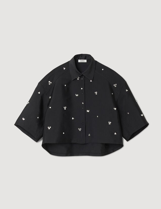 Mentissa Shirt embellished with rhinestones - Tops & Shirts | Sandro Paris