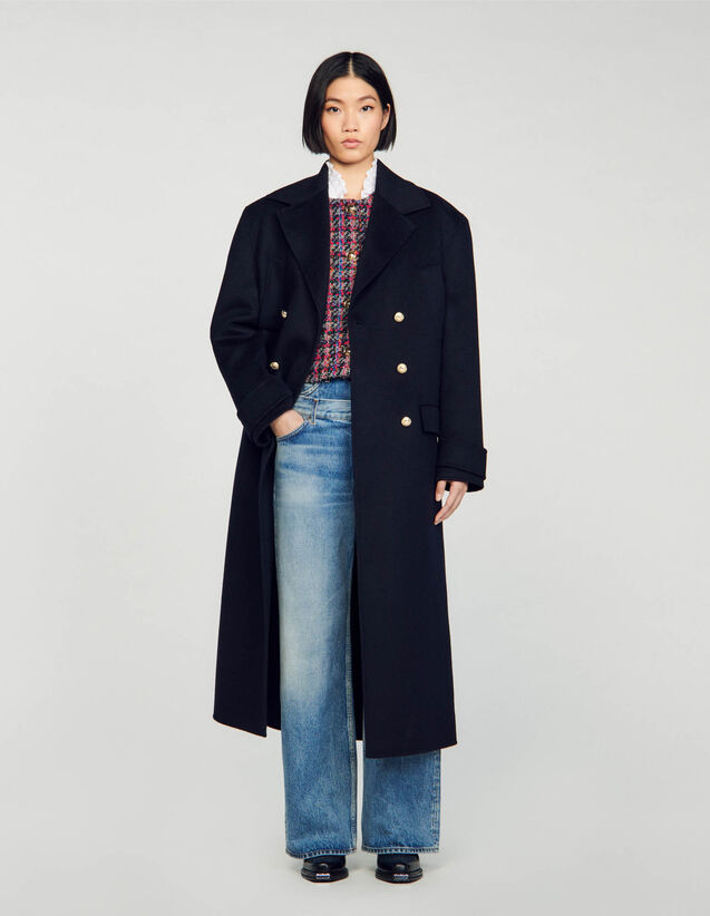 Long double-breasted coat Navy Blue US_Womens