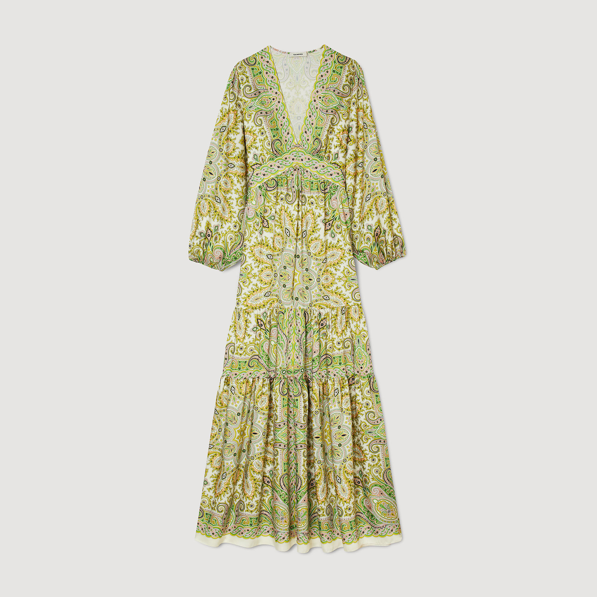 Sandro long dress with scarf deals prints