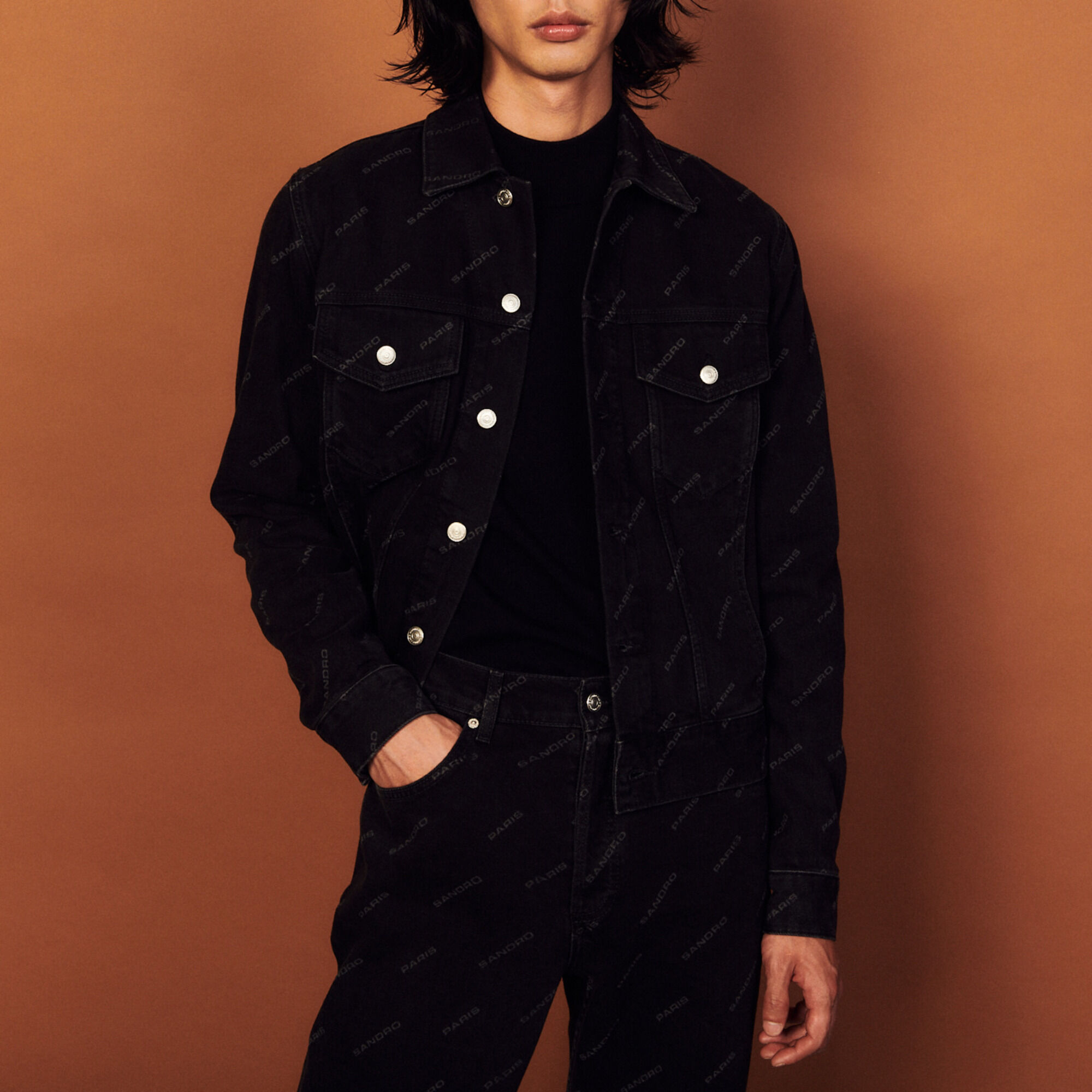 Sandro printed denim jacket Clearance