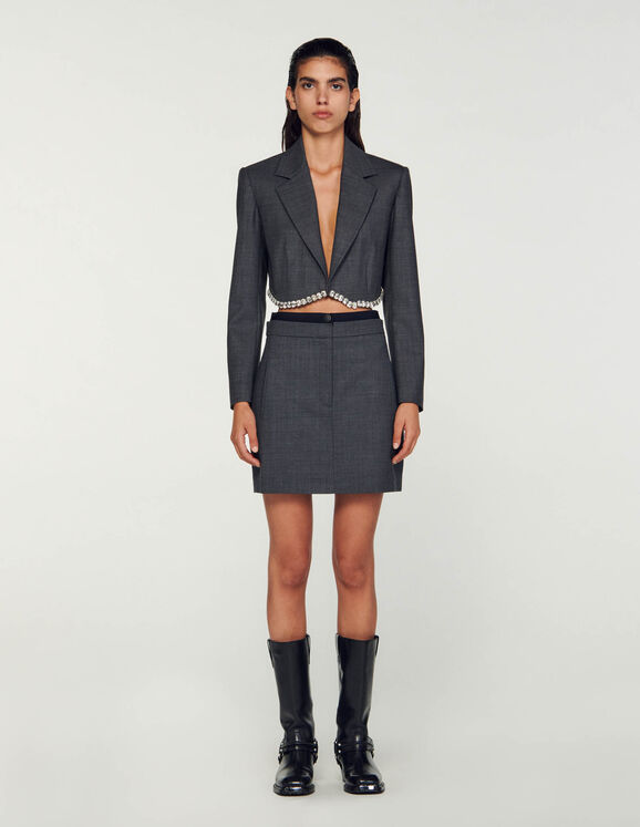 Elasticated mini skirt Charcoal Grey US_Womens