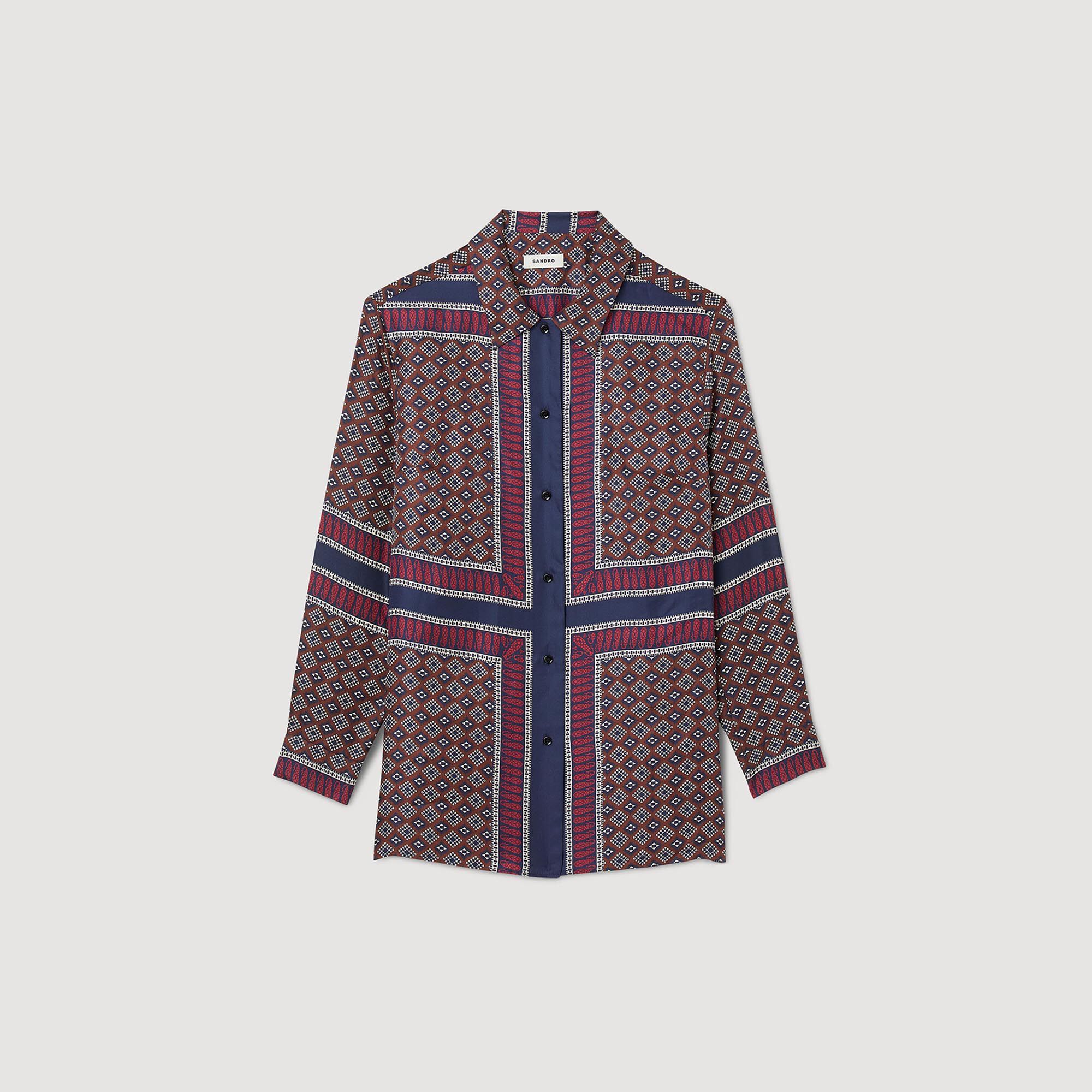 Loane Patterned silk shirt - Tops & Shirts | Sandro Paris