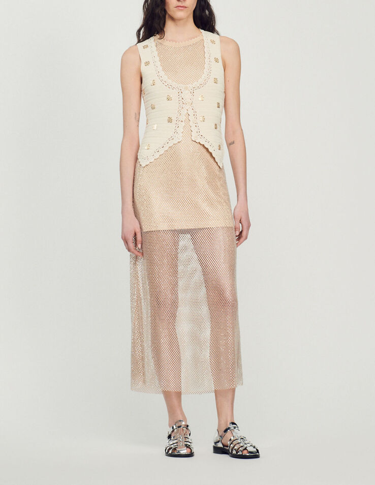Sandro Long shiny mesh dress Login to add to Wish list. 1