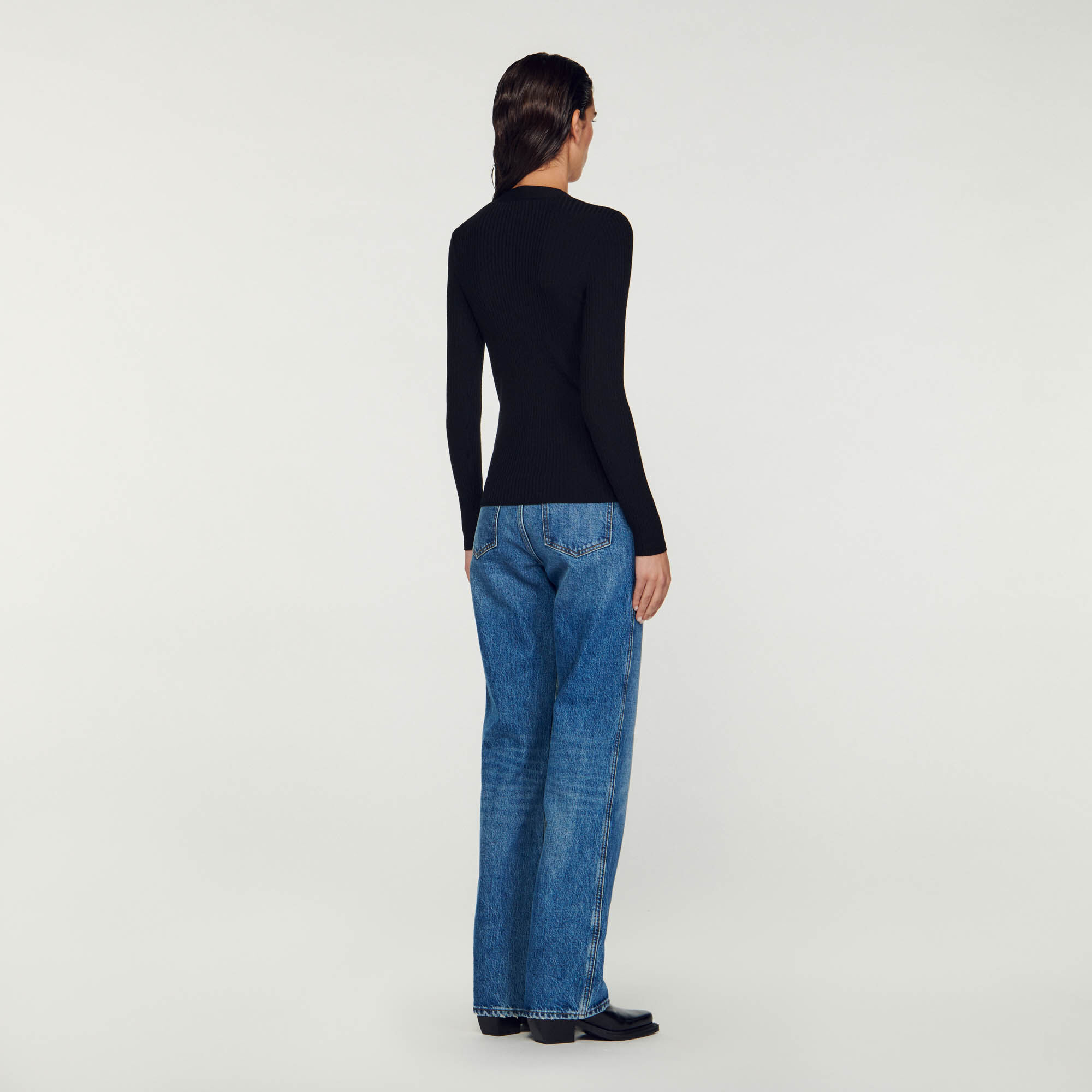 sandro fine ribbed knit cardigan