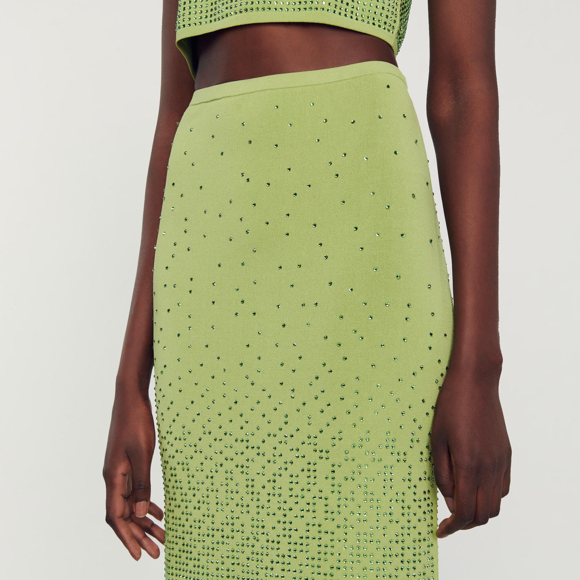 Manray Rhinestone embellished midi skirt Skirts Sandro Paris