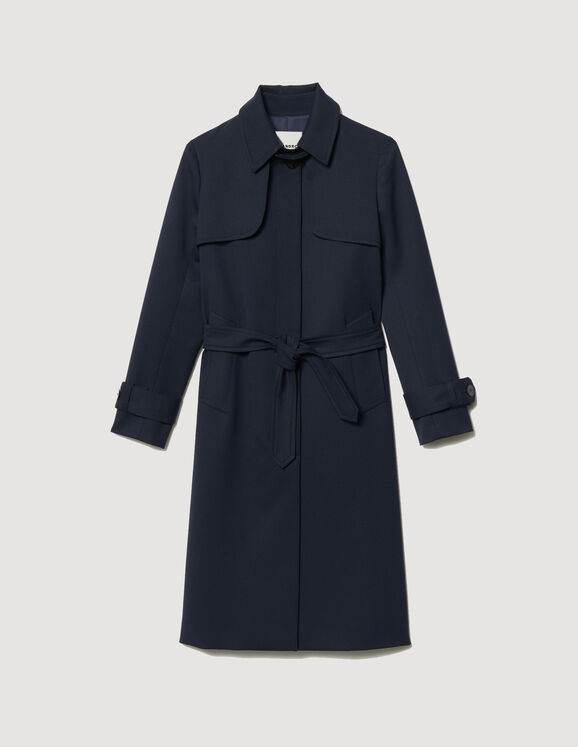 Trench coat with pleated inset - | Sandro Paris
