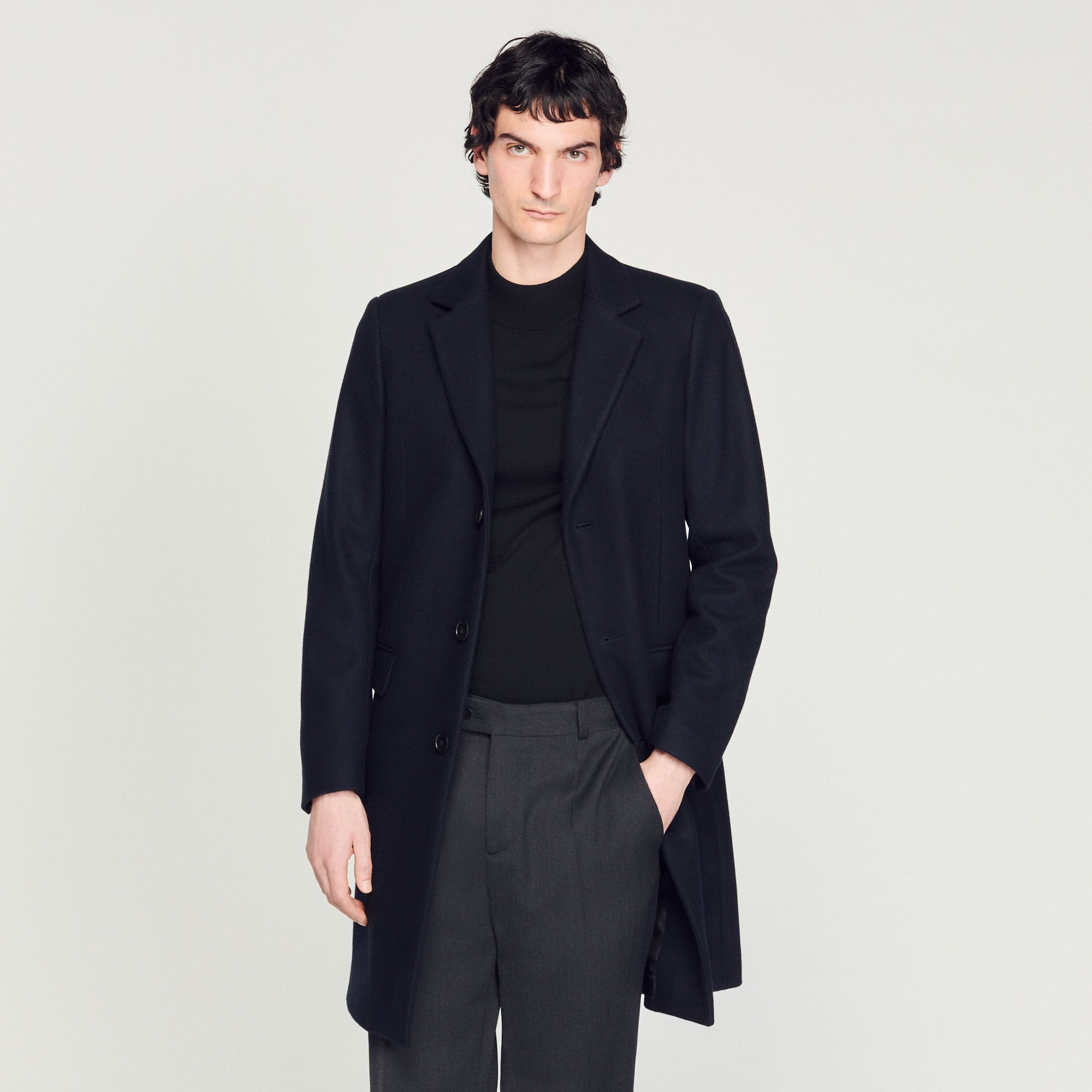 Sandro blue wool coat cheap