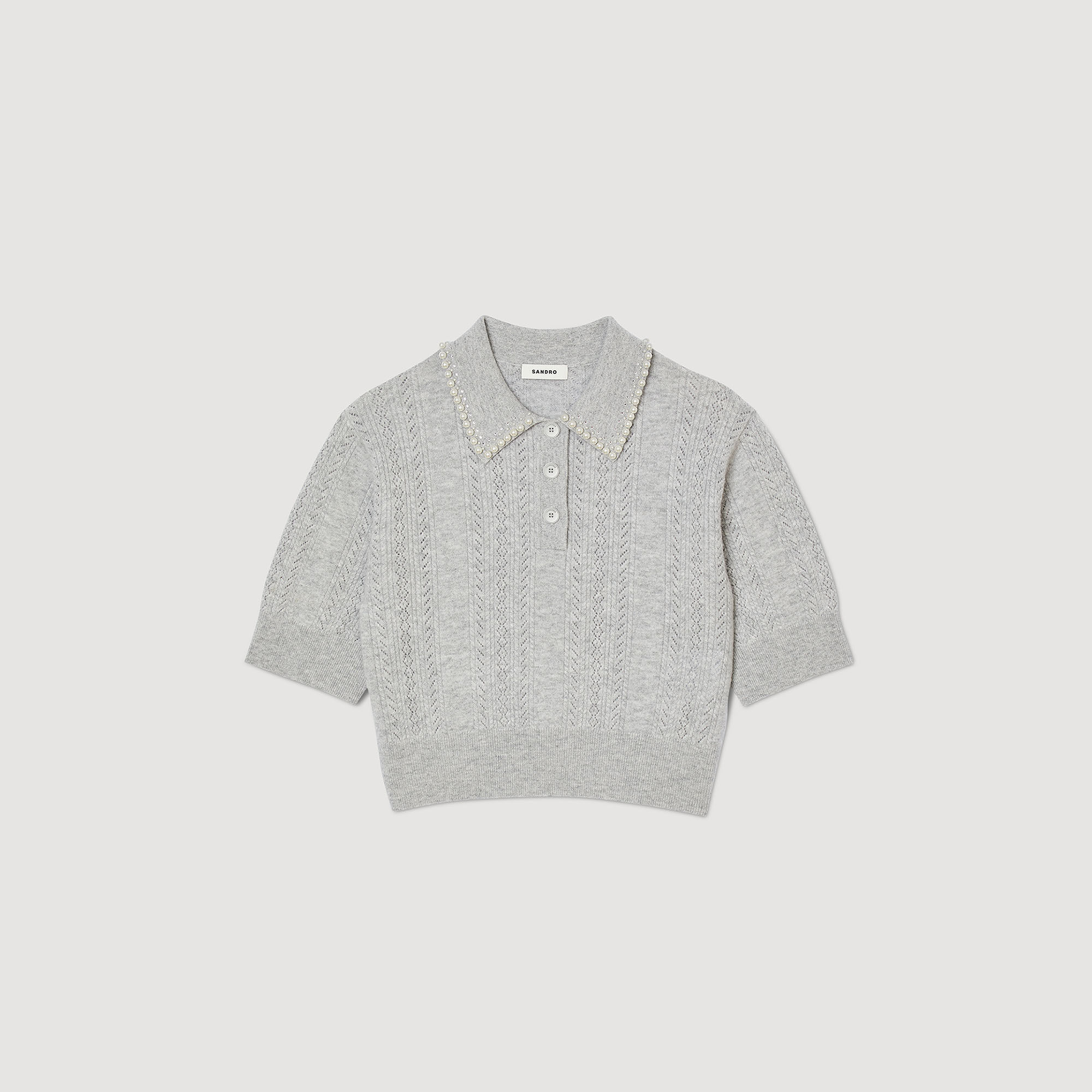 Cropped polo neck jumper