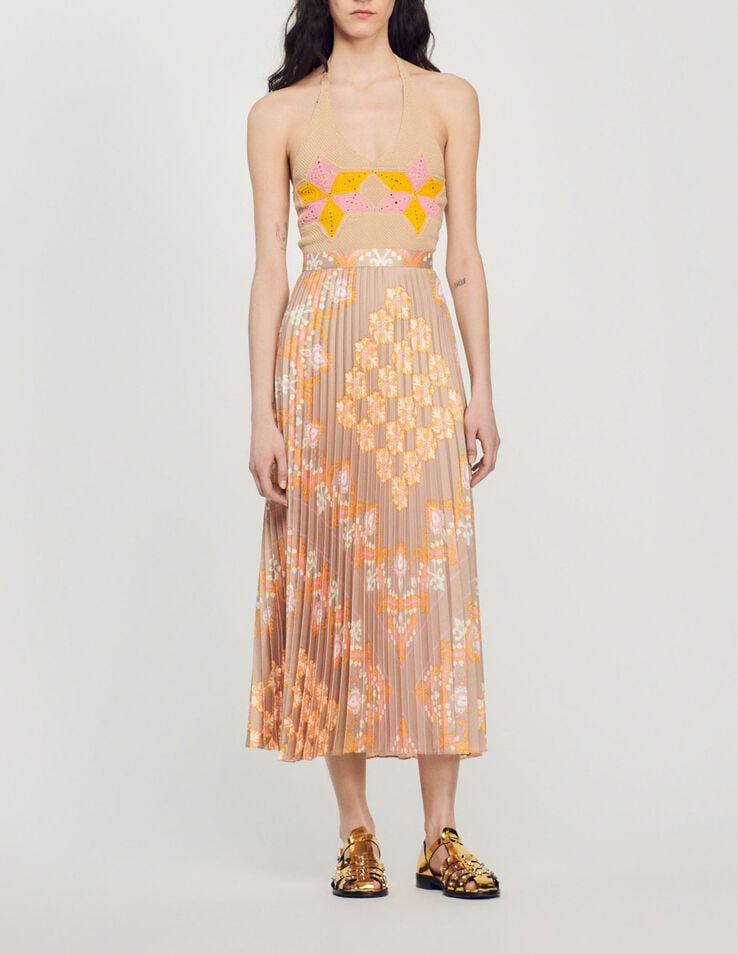 Sandro Long printed skirt with pleats. 1