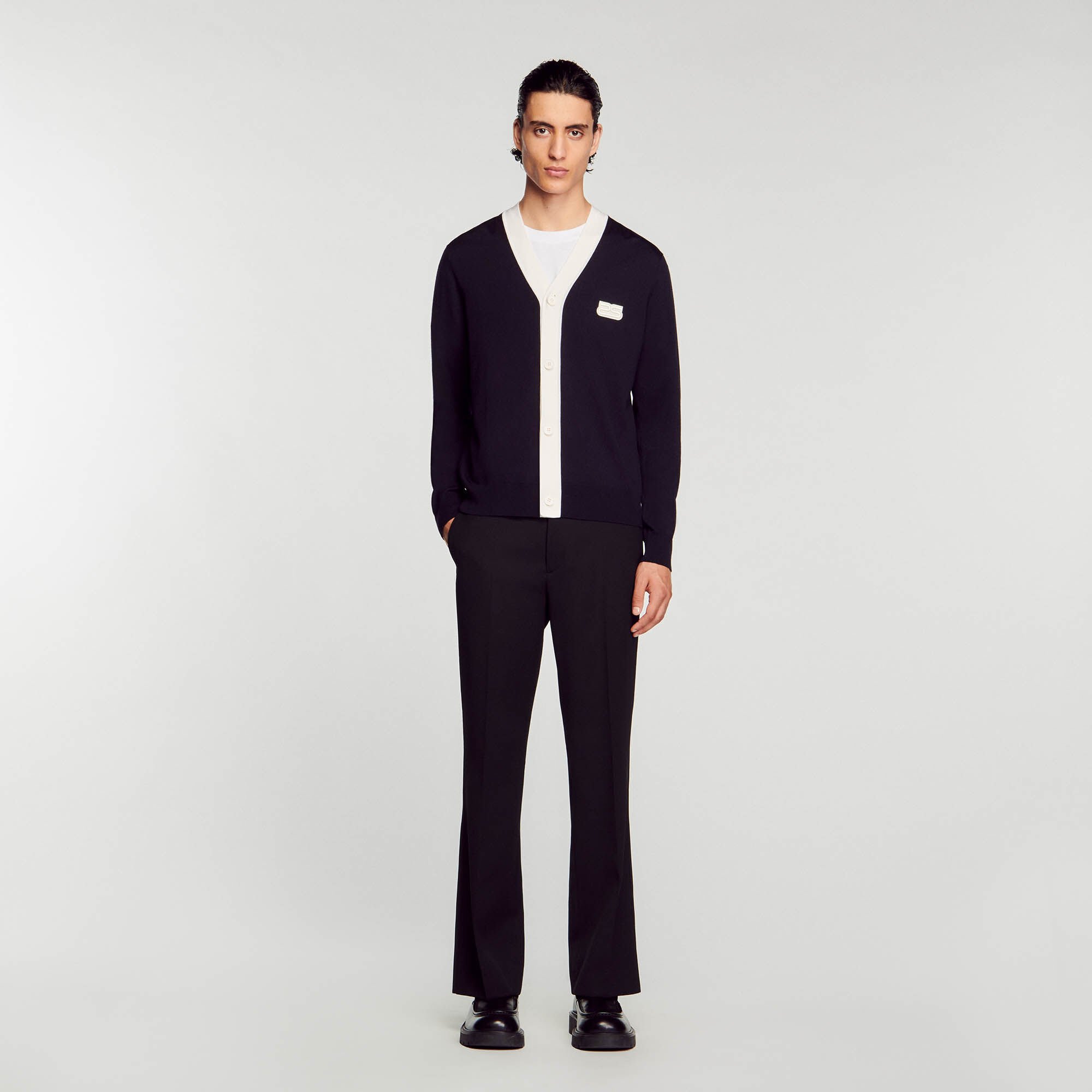 Sandro fine on sale knit collegiate cardigan