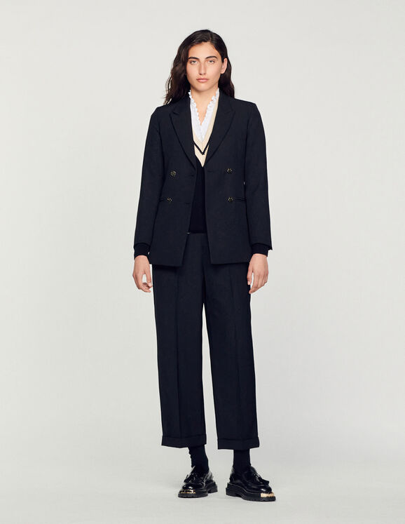 TAILORED DOUBLE BREASTED BLAZER - Black