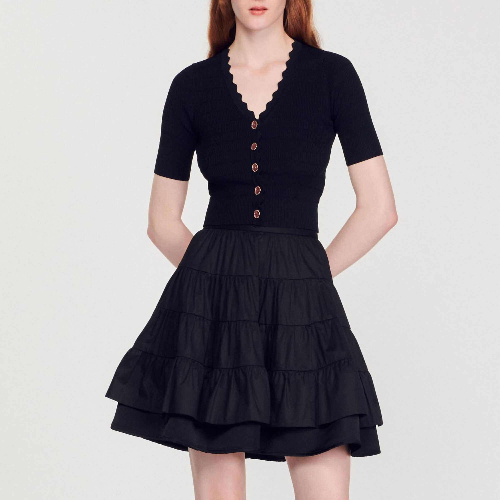sandro scalloped cardigan