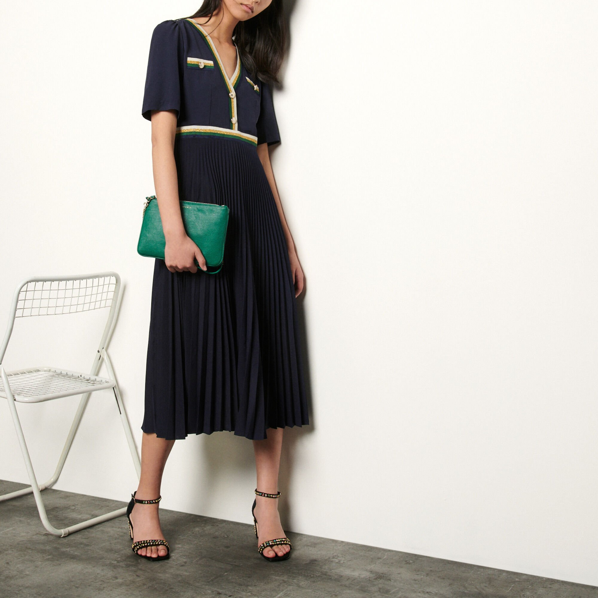 long pleated dress