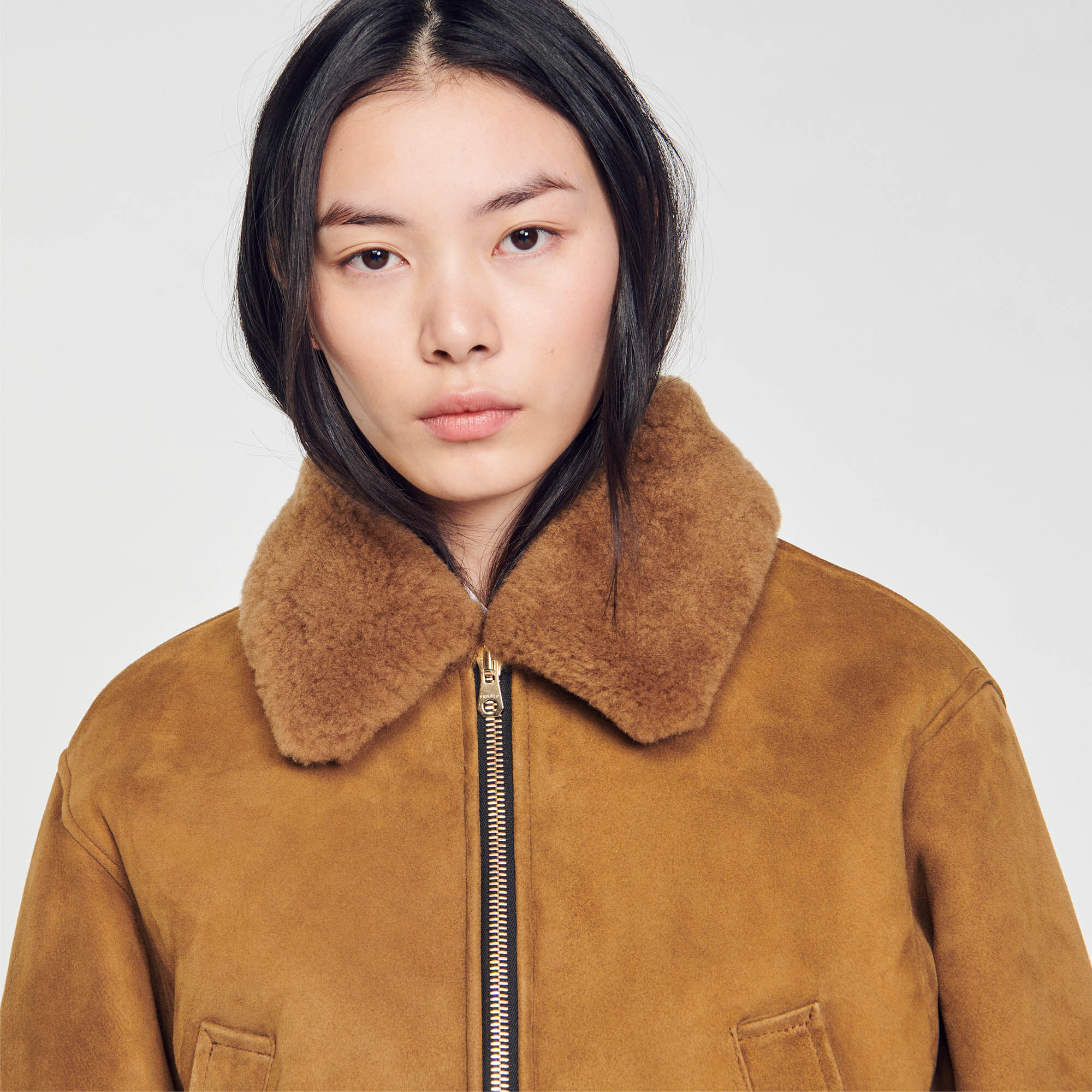 Sandro top sheepskin coat