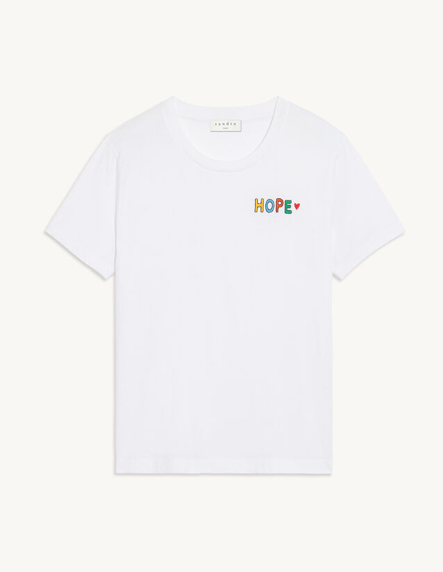 Sandro Embroidered T-shirt in organic cotton. 2