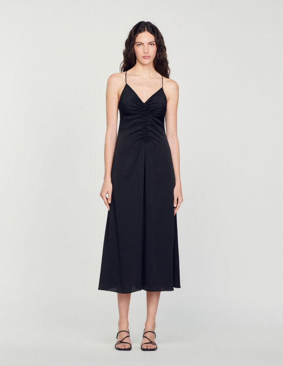 Praline Long dress with narrow straps - Dresses | Sandro Paris