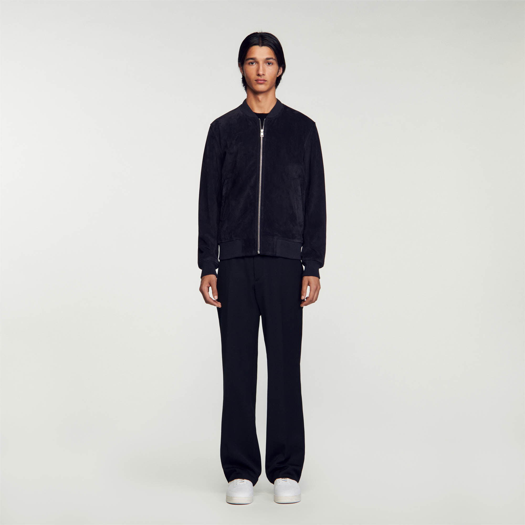 Sandro suede outlet bomber jacket