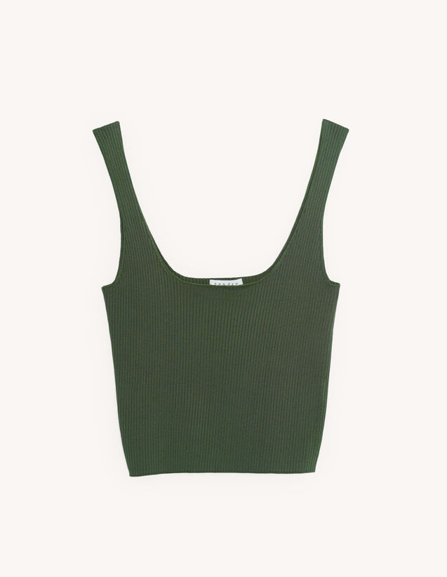 Sandro Ribbed knit cropped vest top Select a size and. 2