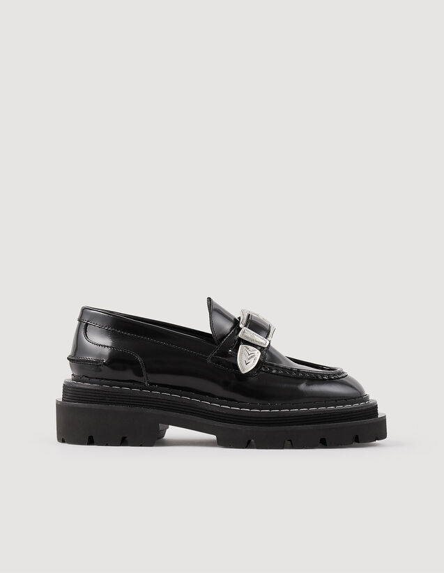 Leather loafers Black US_Womens