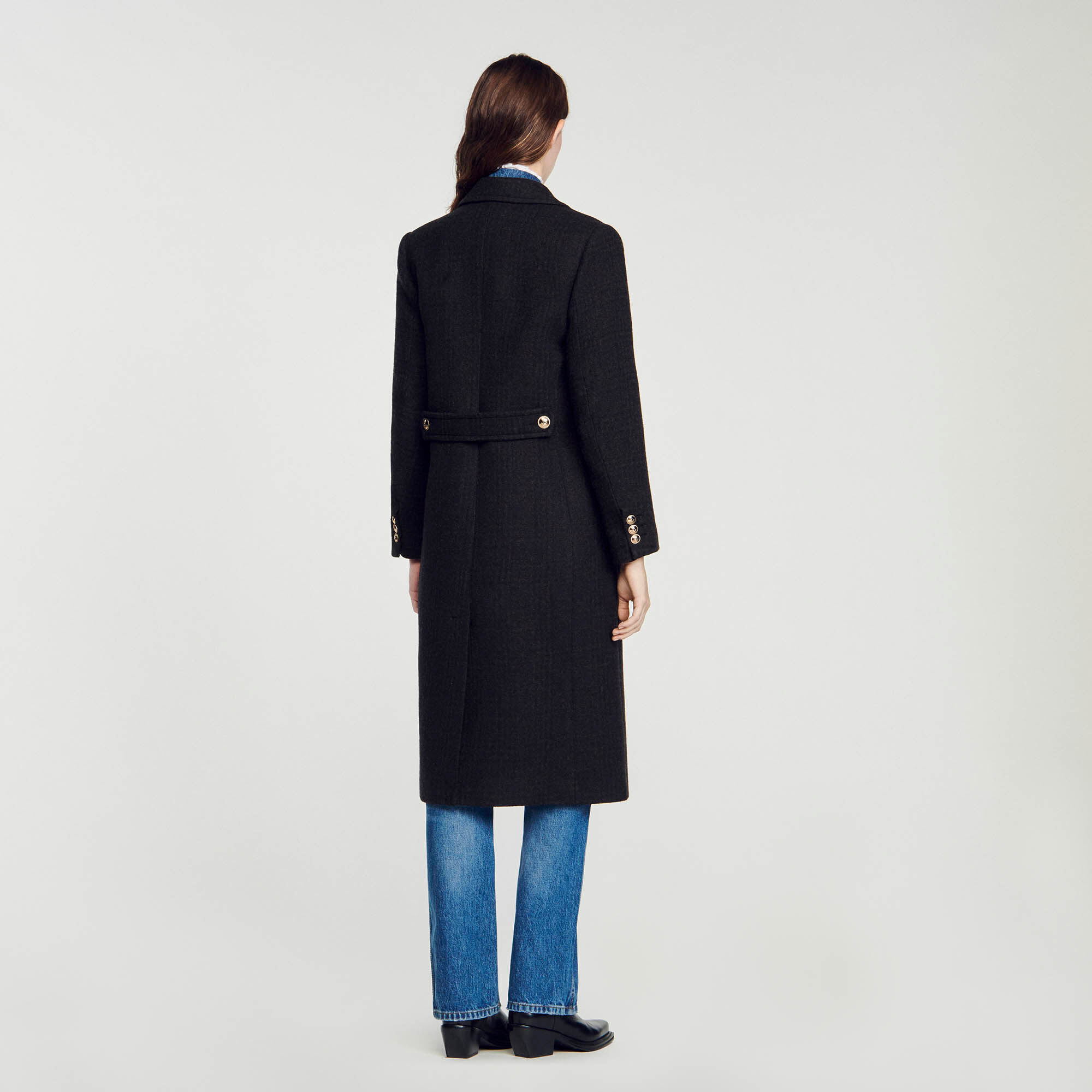 Sandro long straight top cut coat