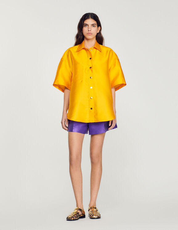 June Oversized satin shirt - Tops & Shirts | Sandro Paris