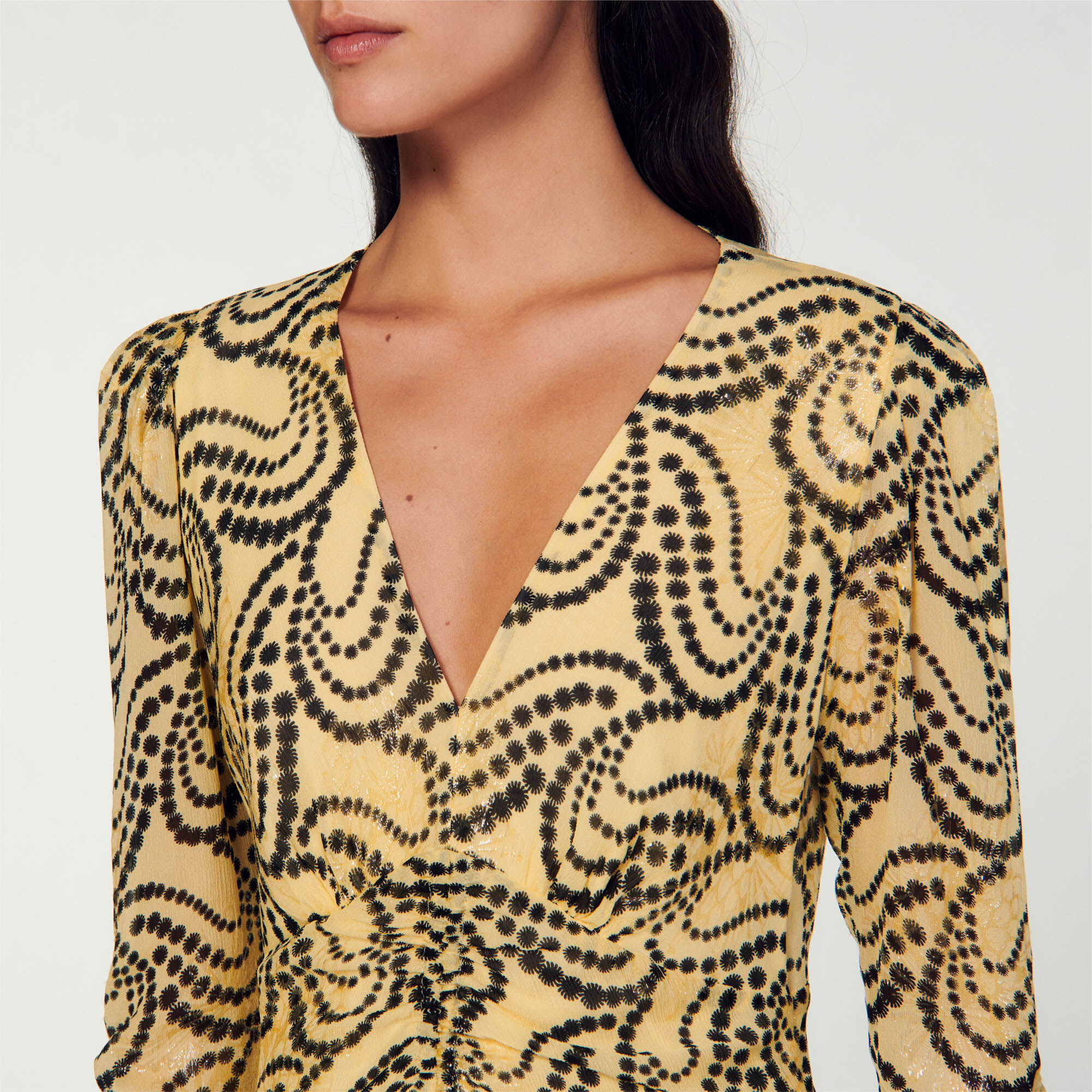 Sandro long dress with scarf deals prints