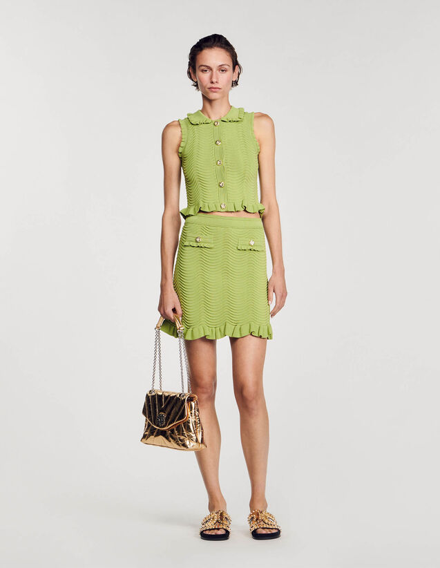 Short knitted skirt Olive Green US_Womens