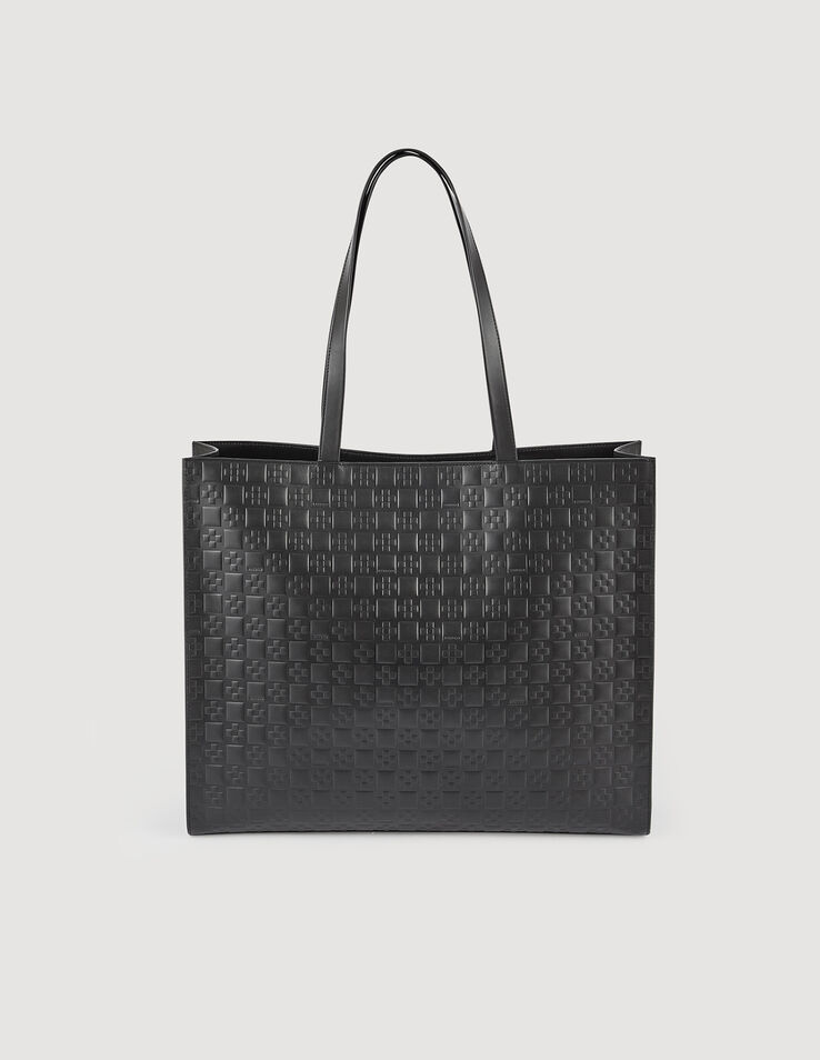 Sandro Large tote in monogram-embossed leather. 2