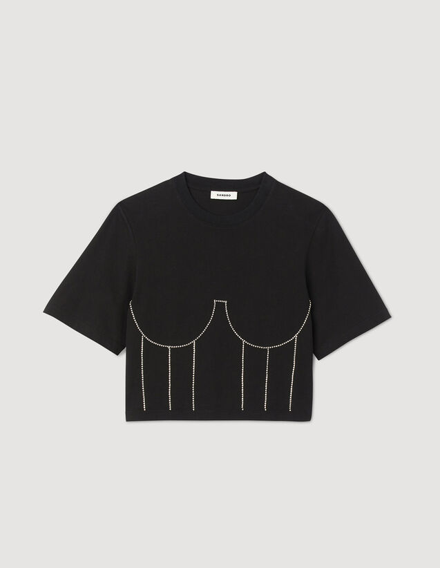 Sandro T-shirt with rhinestone bustier design Login to add to Wish list. 2