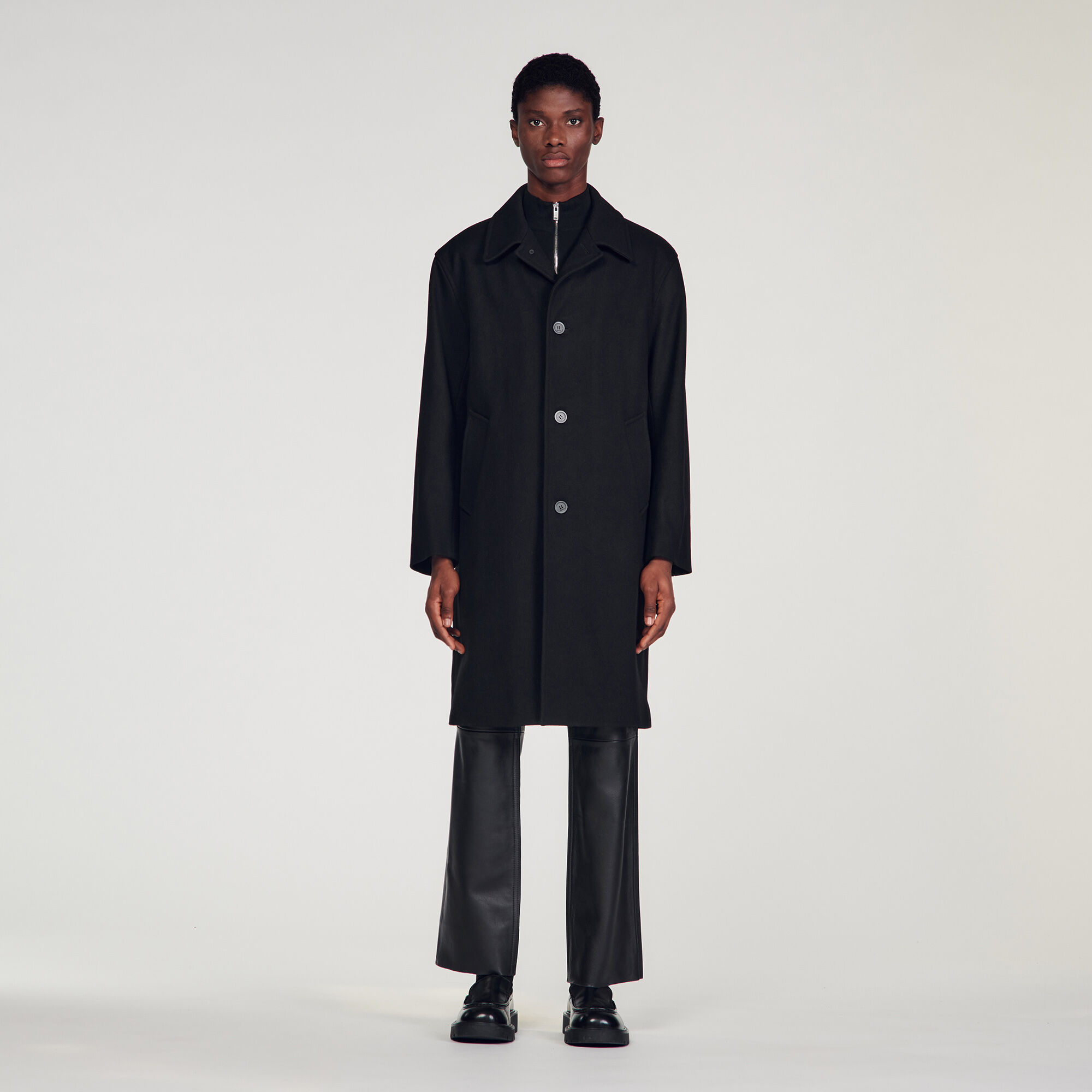 Sandro hooded best sale wool cloth coat