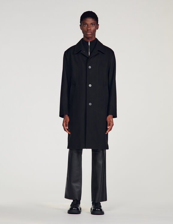 Wool and cashmere coat Black US_Men