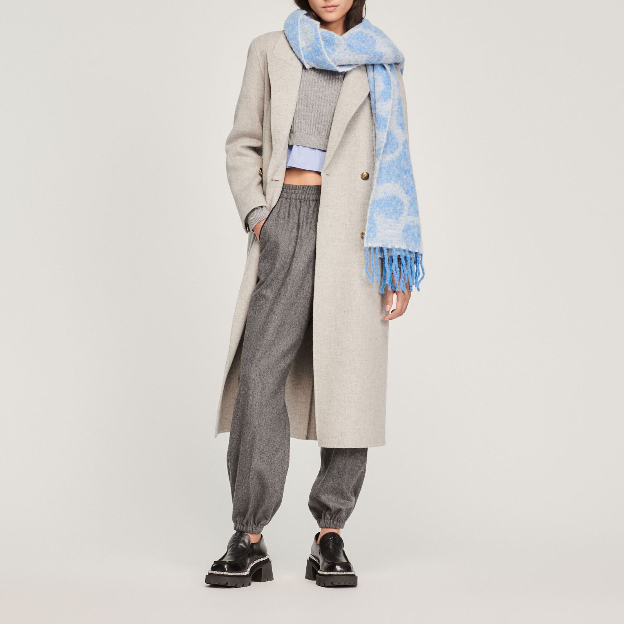 Sandro long straight cut coat store