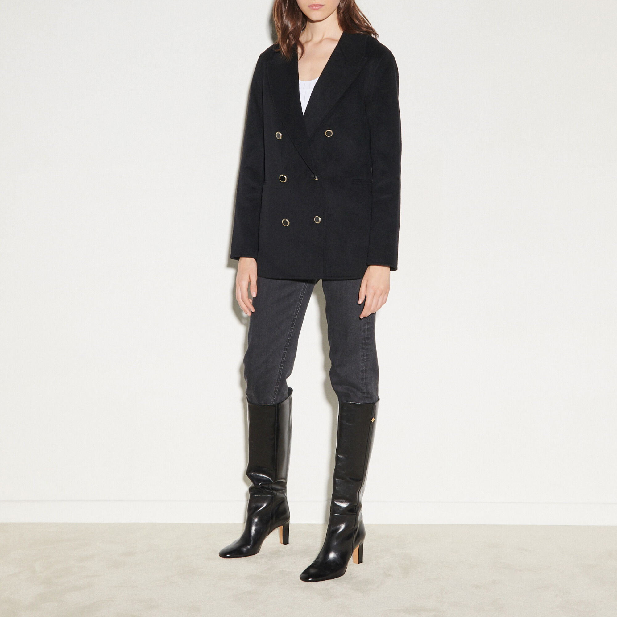 Double Breasted Wool Blazer Coats Sandro Paris