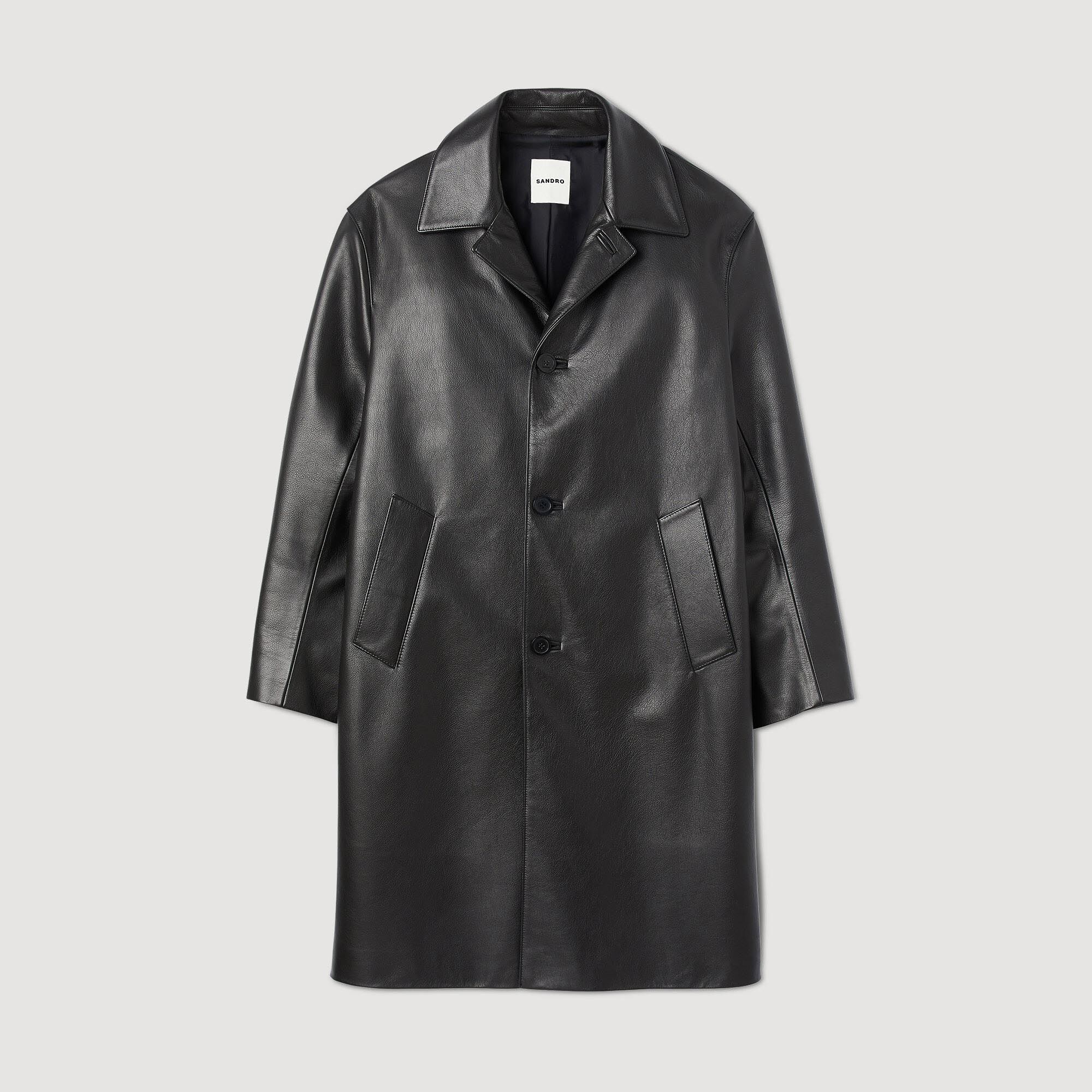 Coat Long leather coat - Jackets | Sandro Paris
