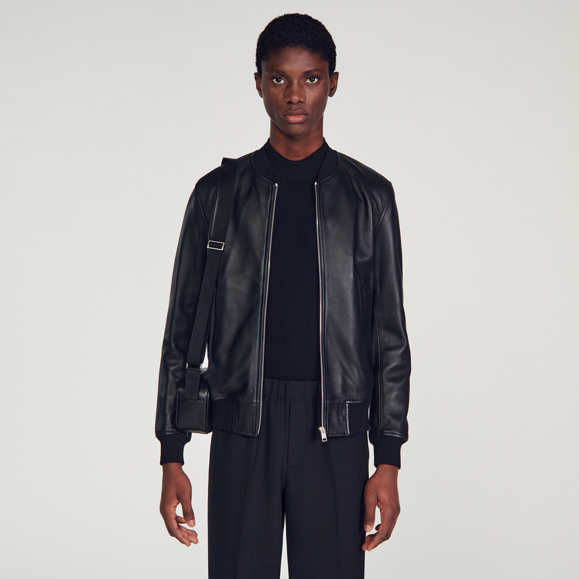 Sandro leather jacket mens 2025