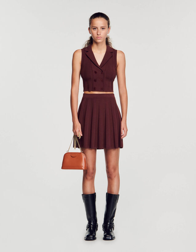 Short pleated skirt Brown US_Womens