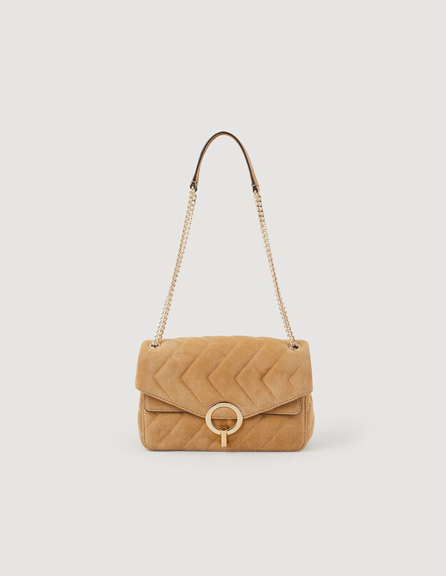 Sandro Yza Quilted Suede Shoulder Bag