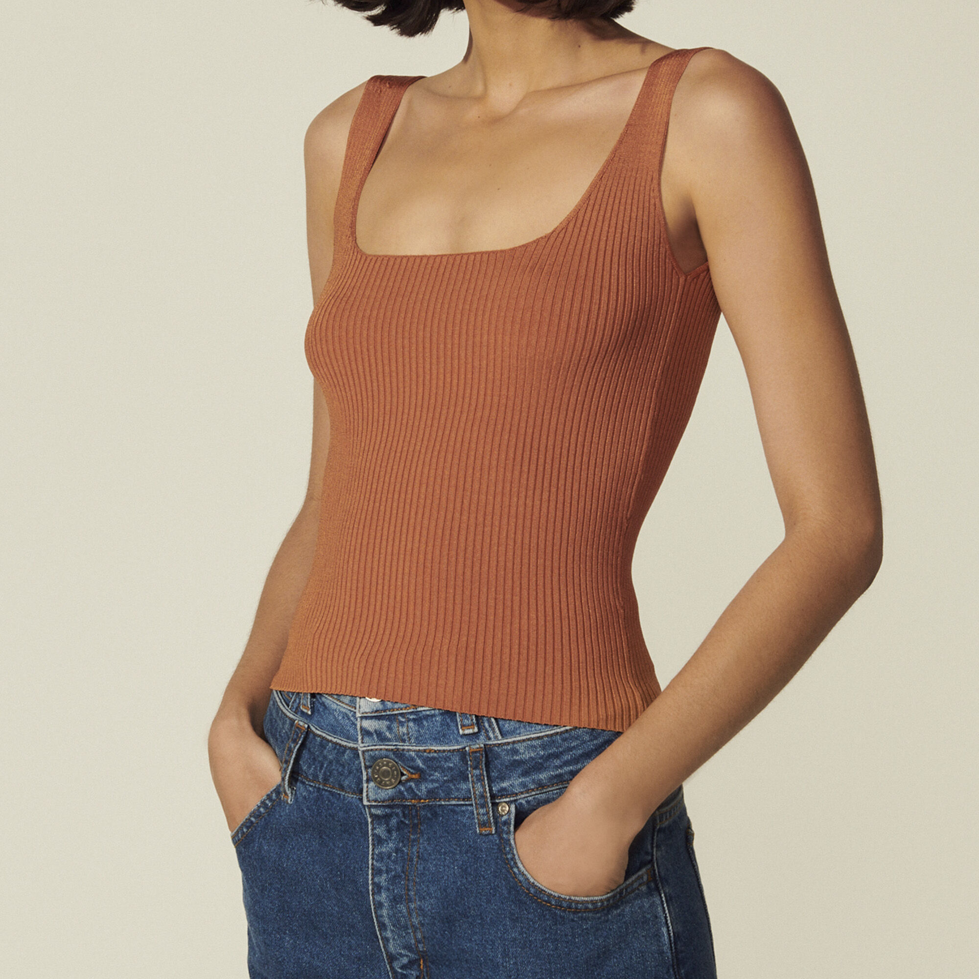 Sandro Ribbed knit cropped vest top