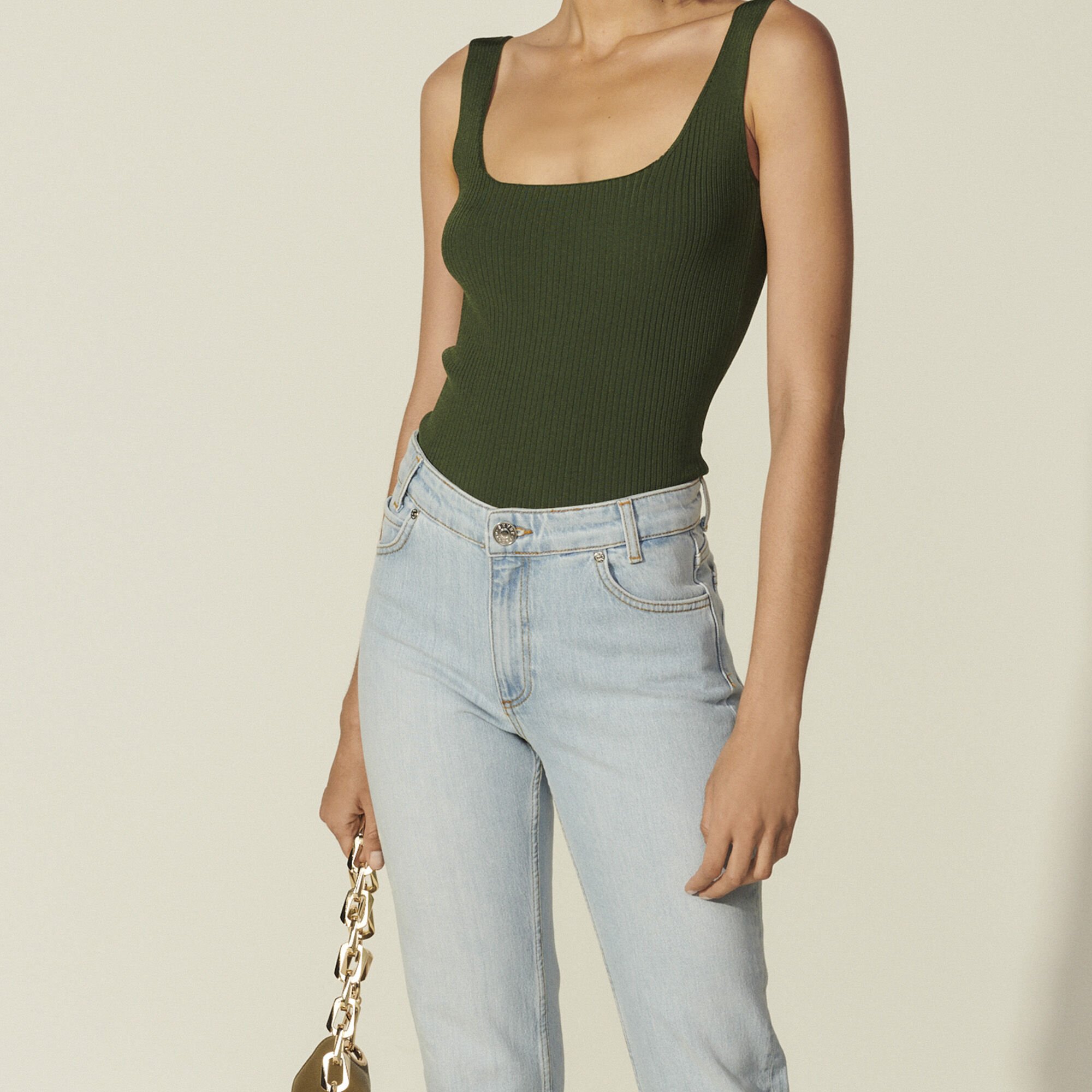 Sandro Ribbed knit cropped vest top